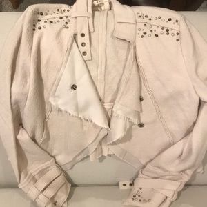 Free People Moto Jacket with Embellished Shoulder